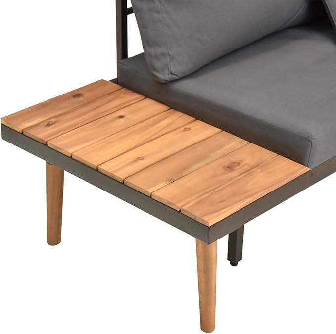 4 Piece Patio Lounge Set,Solid Wood Outdoor Furniture Set,Patio Conversation Sofa Set,Garden Backyard Poolside Patio Seating Set,with Cushions Solid Acacia Wood