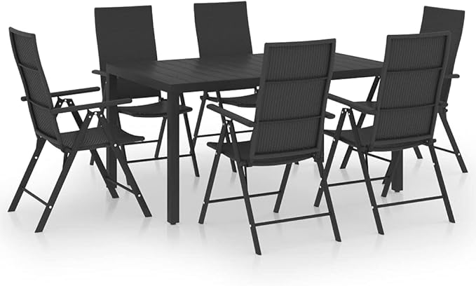 7 Piece Patio Dining Set, Patio Conversation Set Outdoor Lounge Sets Outdoor Sofa Sets Sectional Sofa for Exhibition Negotiation Area Piazza Poolside Black