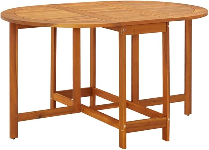 vidaXL Solid Acacia Wood Patio Drop Leaf Table Oval Dinning Stand Furniture