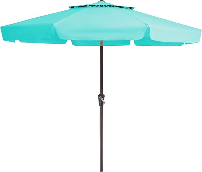 JEAREY 9' 2-Tiers Patio Umbrellas Outdoor Market Table Umbrella w/Push Button Tilt/Crank, 8 Sturdy Ribs, UV Protection Waterproof Sunproof(Teal)
