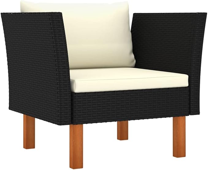 8 Piece Patio Lounge Set,Patio Sofa,Outdoor Daybed,Outdoor Couch,Patio Seating,Patio Conversation Sets,Outdoor Furniture Sets,for Backyard,Garden,Deck, Poly Rattan and Eucalyptus Wood Black