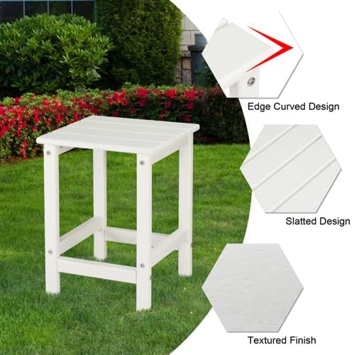 Zimtown Adirondack Side Table, 15 Inch Square HDPE Outdoor Side Table, Small Modern End Tables, Coffee Table for Outside, Patio, Backyard, Pool, Lawn, Beach, Waterproof & Portable