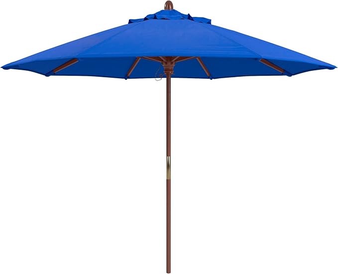 California Umbrella 9' Premium Commercial Hardwood Patio Umbrella, Manual Lift With Olefin Kiwi Fabric