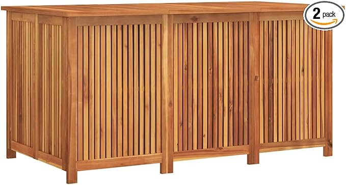 Solid Acacia Wood Garden Storage Box 150x80x75 cm, Outdoor Storage Box for Cushions and Tools, Water-Resistant Bag Included