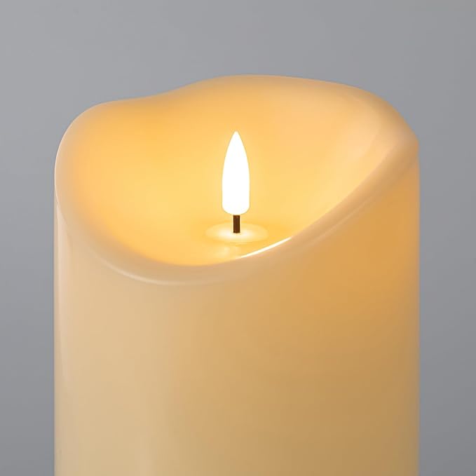 ANGELLOONG 9" x 4" Flickering Flameless Candles with Remote, Battery Operated Timer Candles, LED Pillar Candles for Outdoor Lanterns Porch, Set of 2
