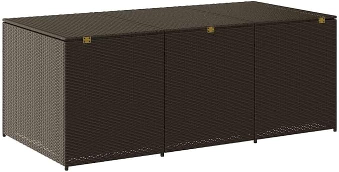 Rectangular PE Rattan Garden Storage Box, 70.9 x 35.4 x 27.6 in, Brown Storage Chest for Patio Cushions and Tools