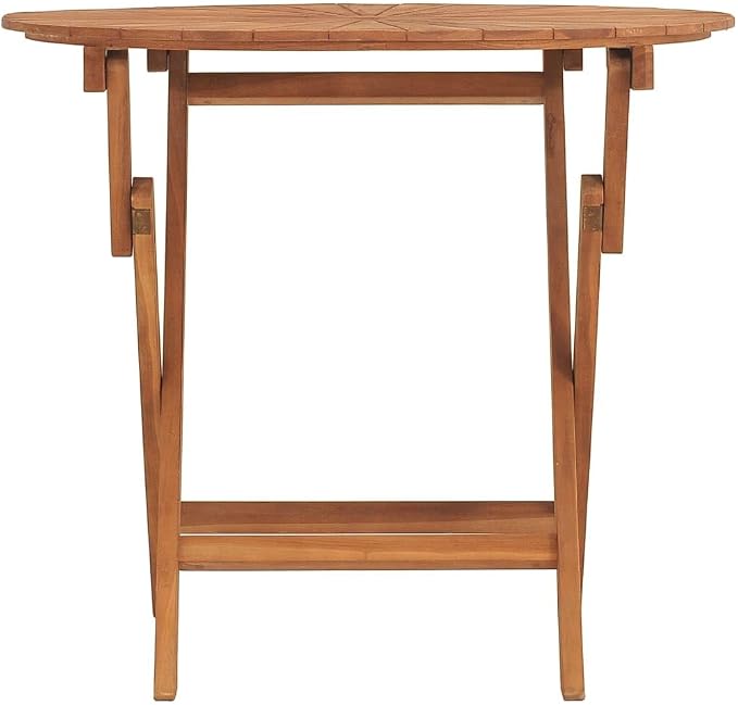 Solid Teak Wood Folding Garden Table Round Patio Furniture 4 Person Outdoor Dining Set