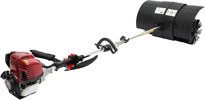 Gas Power Broom 31CC 4-Stroke Portable Handheld Artificial Lawn Sweeper Machine Gasoline Powered Outdoor Sweeper Turf Power Broom for Artificial Grass Dirt Leaves Artificial Turf & Light Snow