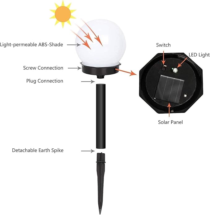 Otdair Solar Lights Outdoor, 8 Pack Solar LED Globe Powered Garden Light Waterproof for Yard Patio Walkway Landscape In-Ground Spike Pathway Cool White