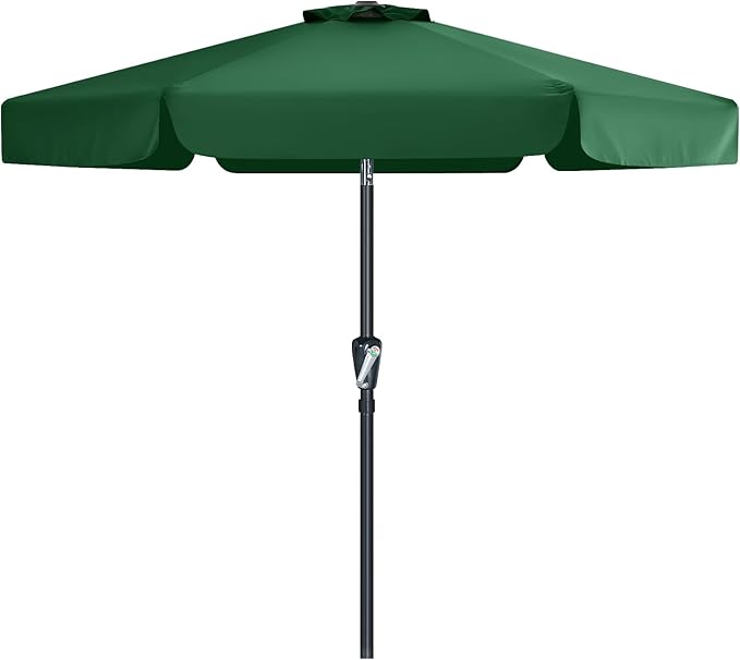 MASTERCANOPY 7.5ft Patio Umbrella with Valance, Crank and Tilt – 6 Ribs Outdoor Market Umbrella, UV/Fade Resistant, Waterproof Canopy with Wind Vent for Garden, Deck, Backyard, Pool (Forest Green)