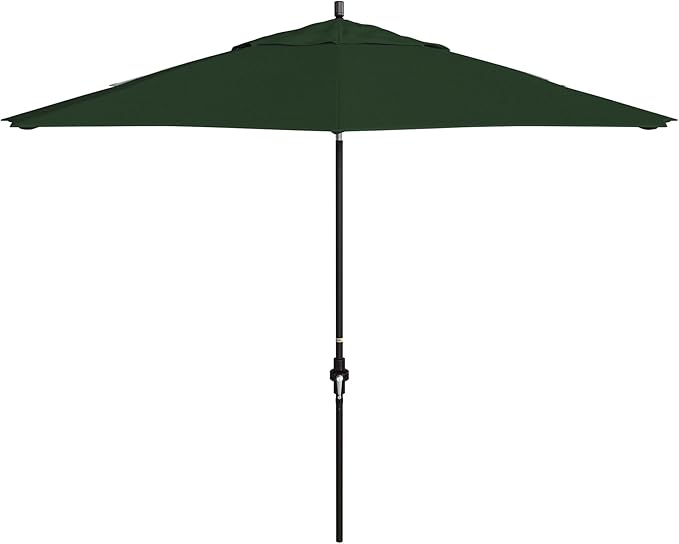California Umbrella 11Ft Premium Patio Umbrella, Hand-Crank, Tilt-Collar, Bronze Frame, Solution Dyed Hunter Green Fabric