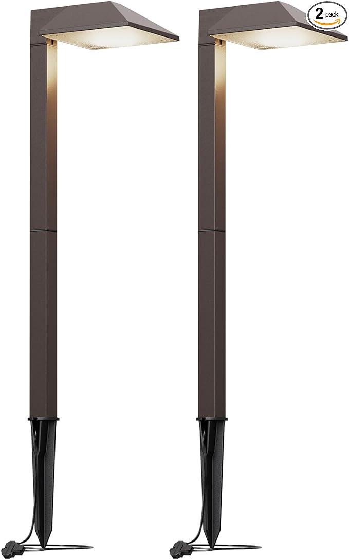 GOLDEN STAR Low Voltage Pathway Lights 1.2W Replaceable G4 LED 2PK Outdoor Landscape Lighting 40 Lumen Warm White Waterproof Garden Lights for Walkway Yard, Lawn Driveway with Easy Install Connectors