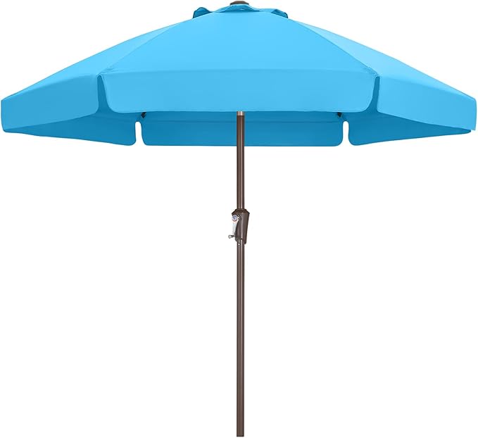ABCCANOPY 7.5ft Scalloped Patio Umbrella, Outdoor Table Umbrella with Tilt and Crank, Fiberglass Ribs Deck Umbrella for Patio, Pool, Garden, Picnic (Turquoise)