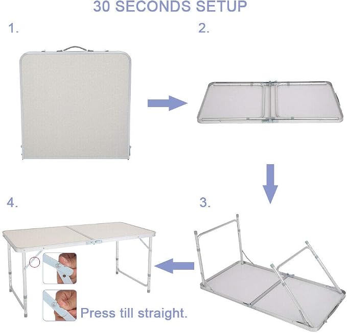 4 FT Aluminum Folding Table Portable Indoor Outdoor Picnic Party Dining Camp Tables Utility BBQ