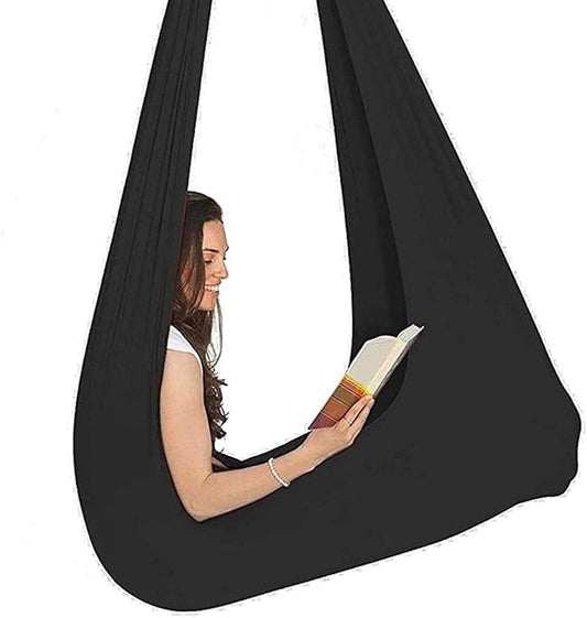 Kids Soft Swing Chair Indoor Therapy Swing Cuddle Hammock Autism ADHD Aspergers Children Elastic Parcel Steady Seat Swings Max Load 200KG (Color : Black, Size : 150 x 280 cm)