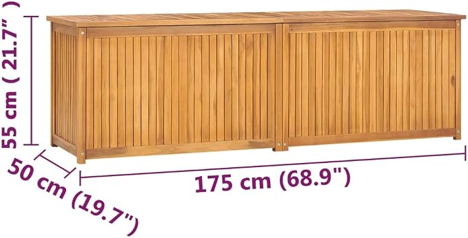 Outdoor Patio Storage Box Solid Teak Wood Deck Box Outdoor Storage Organization Box with Lid Storage Bench and Waterproof Lining for Garden,Patio,Backyard,68.9"x19.7"x21.7"