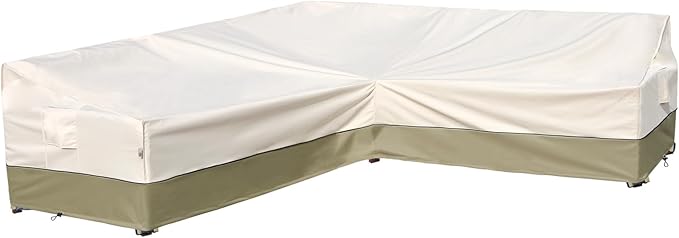 Outdoor Sectional Cover-L-Shaped Patio Furniture Covers Waterproof Rip-Stop Anti-UV 600D Heavy Duty Outdoor Couch Cover with 3 Air Vents, Right-facing 104''L (83''L) 32''D 31''H, Light Green