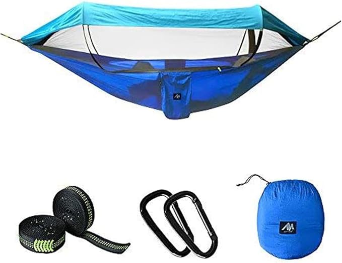 ayamaya [2 in 1 Camping Hammock with Mosquito Net & Sunshade Cloth & Tree Straps for 2/Double Person, Portable Parachute Nylon Lightweight Big Pop Up Swing Hammock