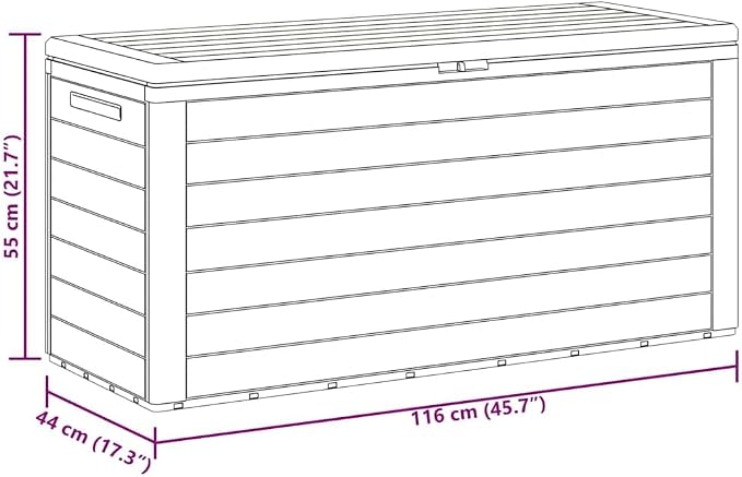 Polypropylene Garden Storage Box Anthracite 116x44x55 cm for Outdoor Cushions, Pillows, Blankets and Patio Items