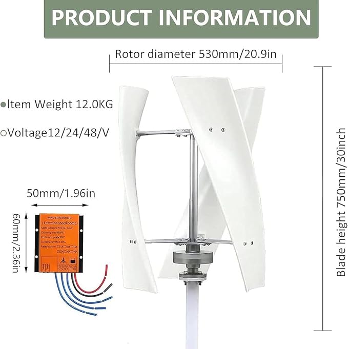 9000W Garden Wind Turbine Kit - Three-Phase AC Generator with MPPT Controller for Efficient Renewable Energy Production, Eco-Friendly Outdoor Power Solution