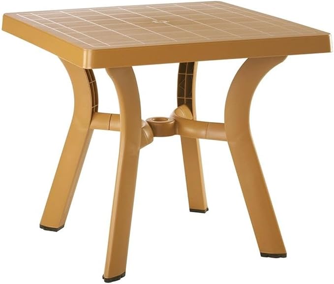 Compamia Viva 31" Resin Square Patio Dining Table in Teak Brown, Commercial Grade