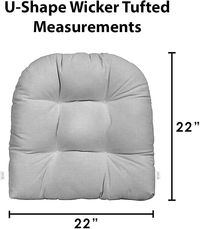 RSH DECOR: Sunbrella Tufted Wicker U-Shape Cushions Set of 2 | 22” x 22” | Outdoor Seat Cushions for Patio Furniture| Crafted with Sunbrella Performance Fabric | Canvas Forest Green