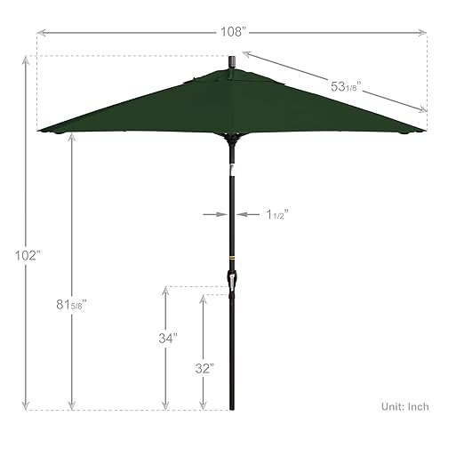 California Umbrella 9' Round Aluminum Patio Umbrella, Crank Lift, Push Button Tilt, Bronze Pole, 4-year Non-fading fabric, Hunter Green