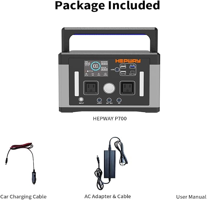 700W 577Wh Portable Power Station, 120V Pure Sine Wave AC, PD 60W Fast Charge Solar Generator, 1000W Surge Inverter Power Bank Home Backup Battery for CPAP, Camping, RV, Outage