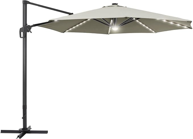 FLAME&SHADE 11 ft Cantilever Offset Patio Umbrella, Large Heavy Duty Outdoor Patio Umbrella Aluminum 360° Rotation Round Outdoor Umbrella for Deck,Pool,Backyard