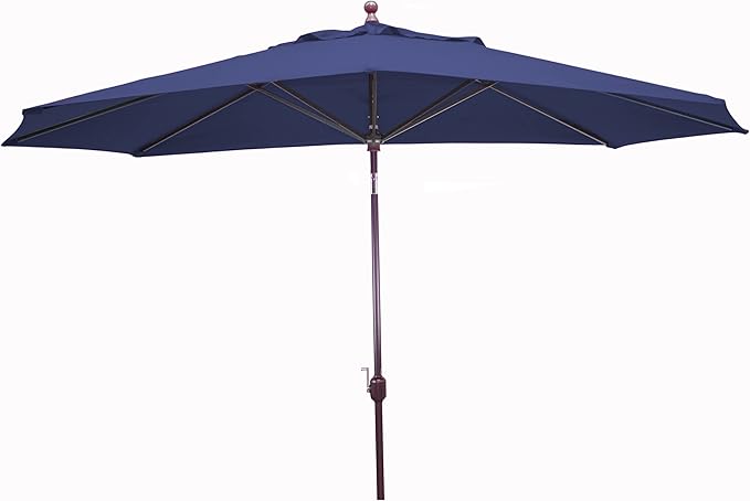 Galtech Deluxe 11 FT Patio Umbrella Sunbrella Navy Market Auto Tilt Bronze Frame Pool Deck Outdoor