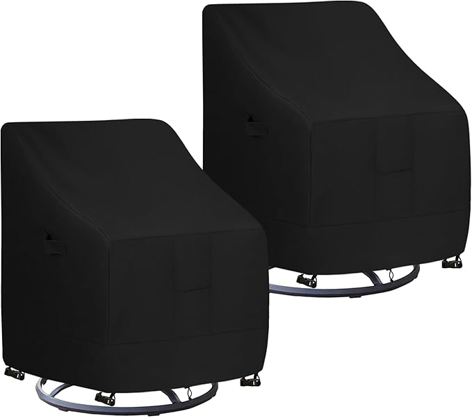 Easy-Going Waterproof Outdoor Swivel Chair Cover UV Resistant Patio Chair Cover Weatherproof Lawn Outdoor Furniture Cover with Tape Sealed Seam (2 Pack-35Wx37Dx38.5H inch, Black)