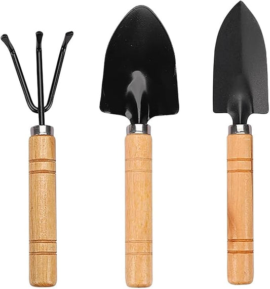 3 Pcs Mini Garden Hand Shovel and Rake Small Gardening Trowel Spade Bonsai Soil Rake Planting Soil Shovel Indoor Plant Potting Shovel Portable Garden Hand Tool