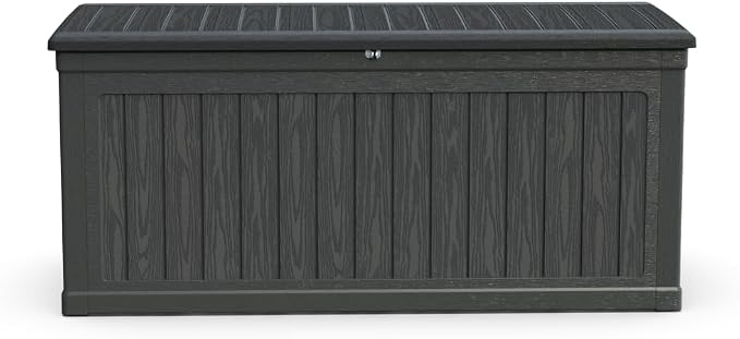 XXL Outdoor Storage Deck Box with 260 Gallon Capacity, Waterproof Resin Construction for Patio Furniture and Garden Tools