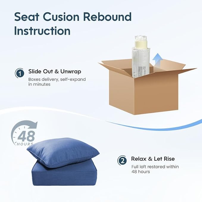Luxury 22*24*6in Outdoor Patio Cushions, 8 Pieces Navy Blue Outdoor Cushion | 6'' Thick Outdoor Cushions, Water-Resistant, Reversible, Removable Cover, for Patio Chairs Sofa Couch Loveseat