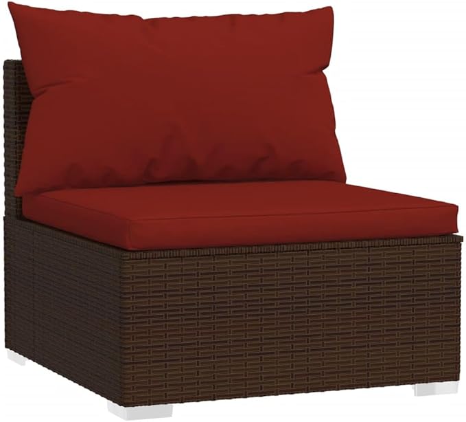 6 Piece Patio Lounge Set with Cushion, Patio Lounge Set Piece Patio Set Outdoor Patio Sectional Furniture Conversation Sets s Poly Rattan Brown
