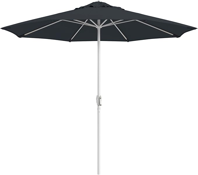California Umbrella 10-Year Protection 9 Ft Outdoor Patio Umbrella, Pacifica Fade-Resistant Fabric, Auto-Tilt, Heavy Duty Aluminum Frame, 8 Reinforced Ribs for Pool or Deck, White Pole, Sapphire