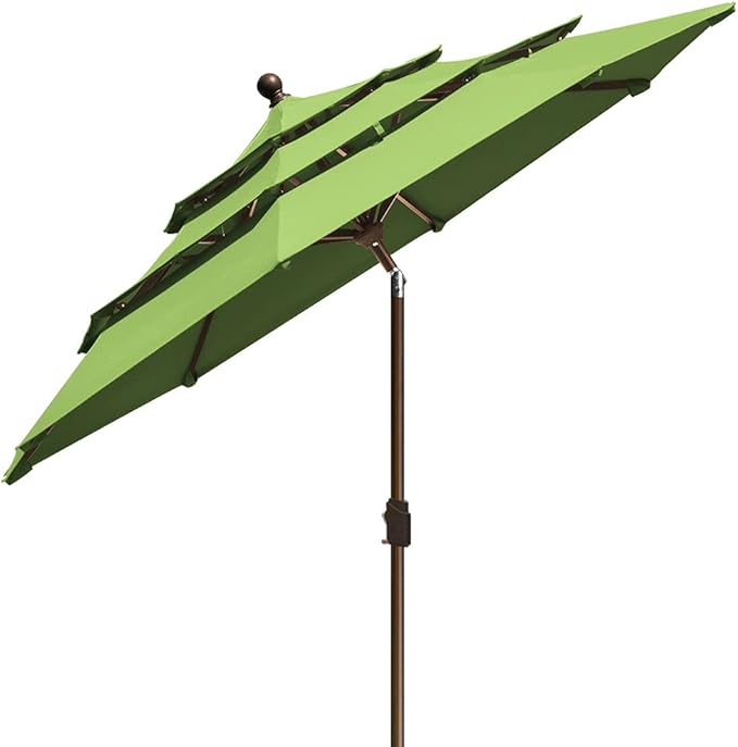 EliteShade USA 10-Year-Non-Fading 9ft 3-Tier Market Patio Umbrella, Commercial Grade Outdoor Table Umbrella with Crank Open, Windproof & UPF 50+ UV Protection, Heavy Duty Ventilation for Garden, Deck, Pool, Backyard, Beach & Bistro, Macaw Green