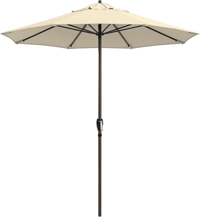 California Umbrella 10-Year Protection 7.5 Ft Outdoor Patio Umbrella, Pacifica Fade-Resistant Fabric, Auto-Tilt, Heavy Duty Aluminum Frame, 8 Reinforced Ribs for Pool or Deck, Bronze Pole, Canvas