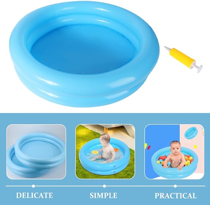 Garneck 2 Sets Inflatable Baby Swimming Pool, Kids Round Swimming Pool with Pump, Small Inflatable for Indoor Outdoor Play