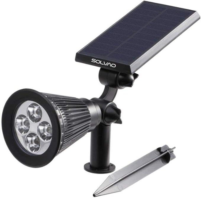 SOLVAO Solar Spot Light | Ultra Bright, All-Weather-Resistant, Waterproof | Auto On/Off Sensor, Adjustable 270° | Rechargeable LED for Outdoor, Driveway, Garden, Landscape, Wall, Fence, Yard | 2 Pck