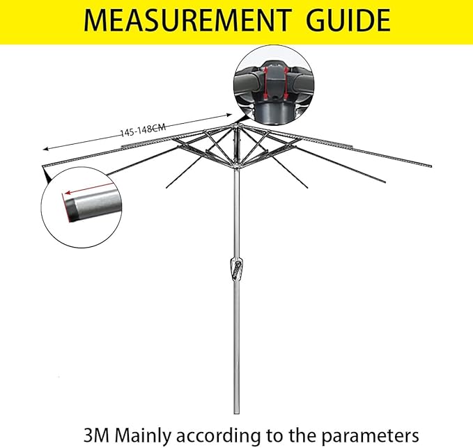 Patio Umbrella Cover Canopy Replacement Top for 8 Ribs, Fade Resistant Outdoor Table Market Umbrella Canopy Cloth for Garden/Deck/Backyard/Pool