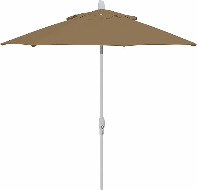 Treasure Garden 9ft Patio Umbrella – Outdoor Furniture Market Umbrella – Deluxe Auto-Tilt – White Aluminum Frame (O’bravia, Sand)