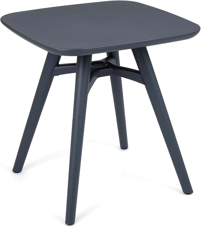 Tangkula 28" Square Outdoor Dining Table, All-Weather Plastic Patio Bistro Table for 4, Small Compact Outside Furniture for Garden, Backyard, Deck and Poolside, Grey