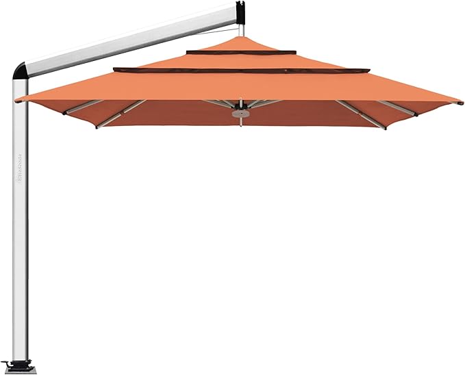 EliteShade USA Atlas 3-Tier 10x10FT Full Aluminum Cantilever Patio Umbrella for Outdoor Restaurant Garden Courtyard Deck Pool and Marketing with Light (No battery), Rust