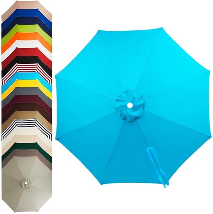 11ft – 8 Ribs Patio Umbrella Replacement Canopy,Waterproof UV-Resistant Outdoor Round Umbrella Top Cover for Outdoor Garden Deck Backyard