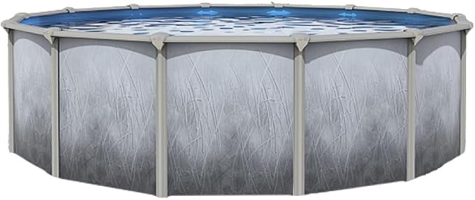 Lake Effect Pools 'Bermuda' 15 ft Round Above Ground Swimming Pool | 48 Inch Walls | 6" Steel Top Ledge | Bundle Includes: 25 Gauge Overlap Liner & Widemouth Skimmer
