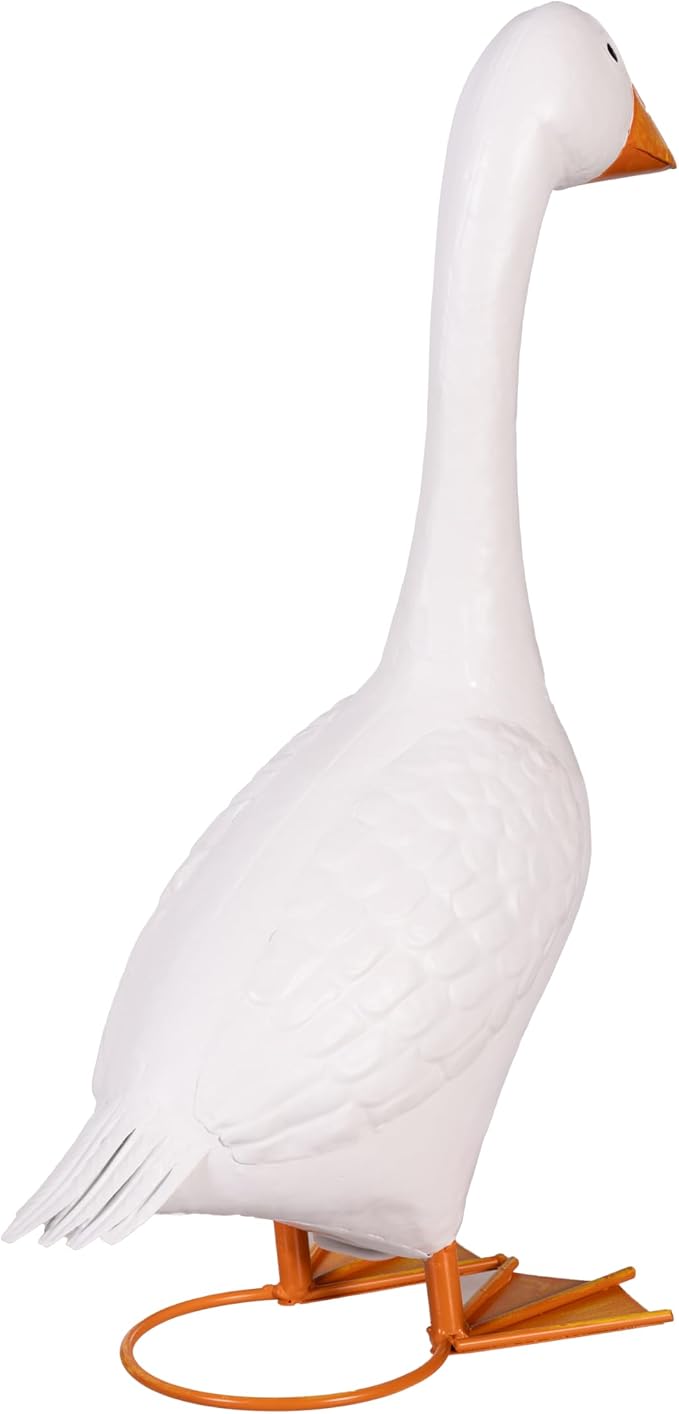 Evergreen 21" H Giddy the Goose Statue, Metal Porch Goose Indoor or Outdoor Decorative Figurine for Garden, Patio, Entryway Accent Yard Decor Animal Statue