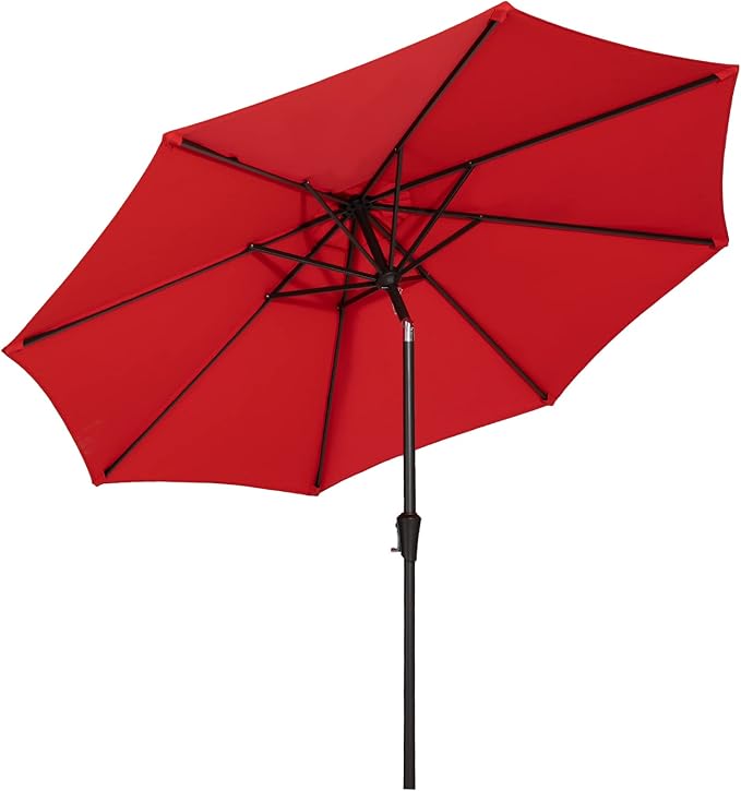 MEWAY 10ft Patio Umbrella Large Market Outdoor Garden Table Deck Pool Backyard Fishing Sunshade Umbrella with Push Button Tilt, Crank and UV Protection(10 ft, Red)