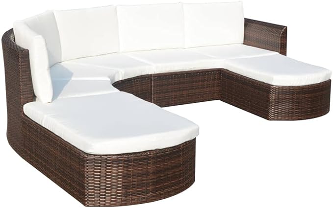 Patio Lounge Set with Cushions,Patio Furniture Sets,Patio Conversation Sets,Outdoor Furniture Sets,for Garden,Backyard,Outdoor,4 Piece Poly Rattan Brown