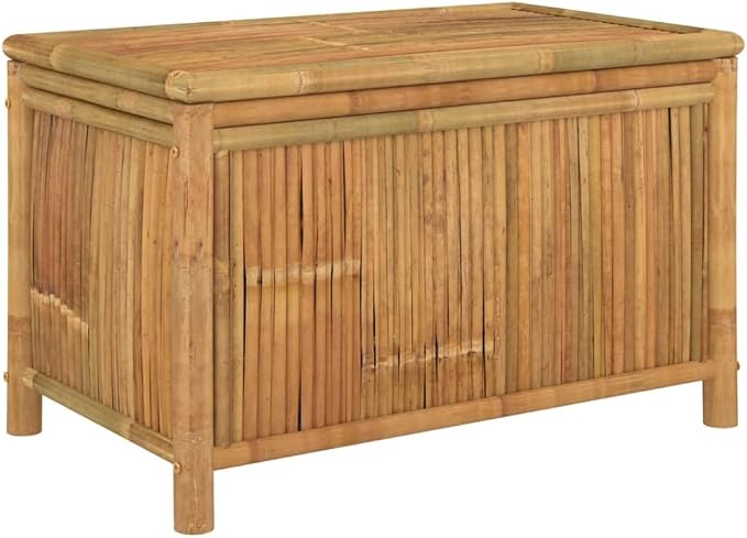 Garden Storage Box Natural Bamboo Bamboo, Polyethylene Garden Tool Organizer Deck Box for Balcony Patio